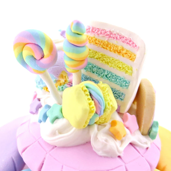 Rainbow Dessert Turtle Figurine - Polymer Clay Rainbow Animals