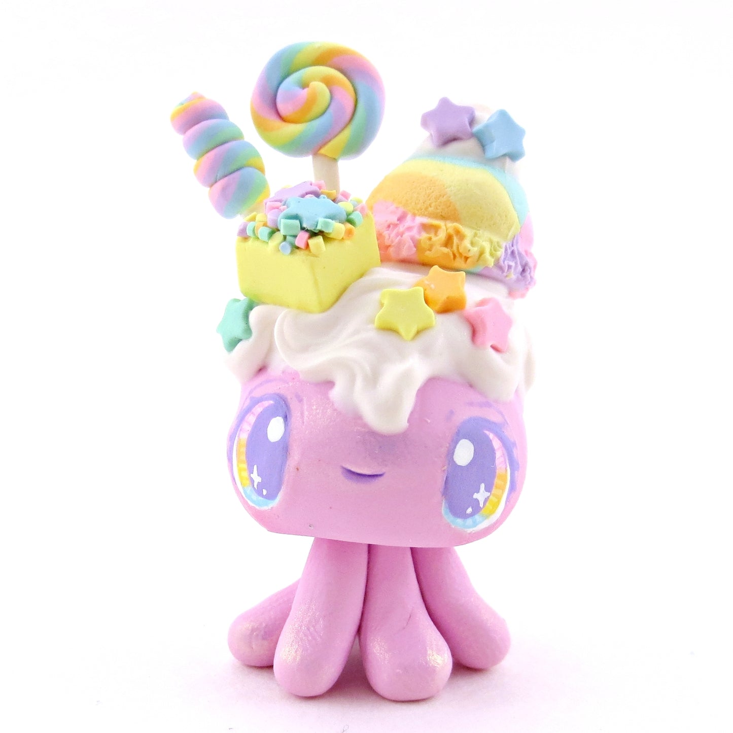 Lilac Rainbow Dessert Jellyfish Figurine - Polymer Clay Rainbow Animals