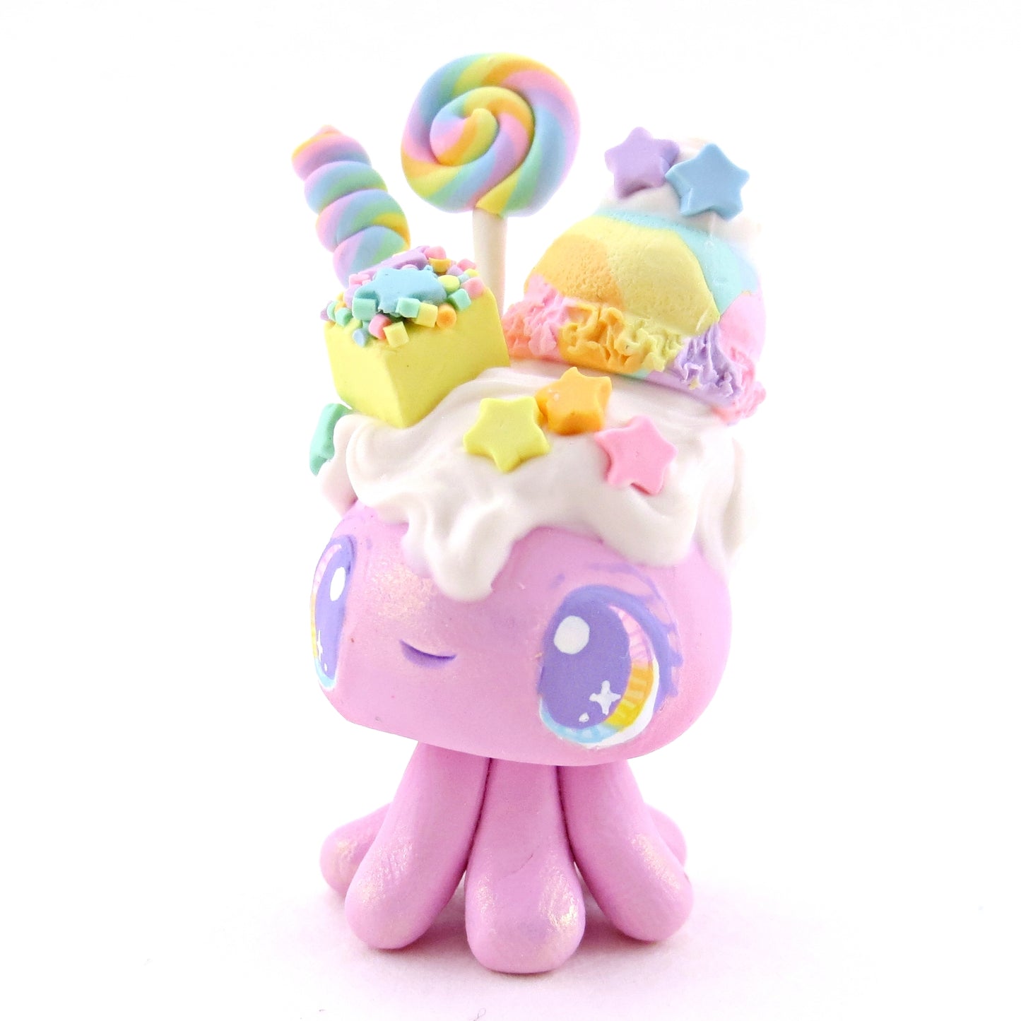 Lilac Rainbow Dessert Jellyfish Figurine - Polymer Clay Rainbow Animals