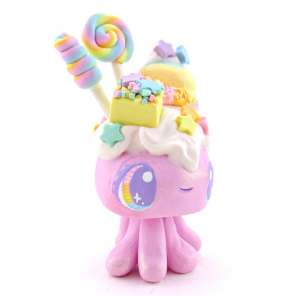 Lilac Rainbow Dessert Jellyfish Figurine - Polymer Clay Rainbow Animals