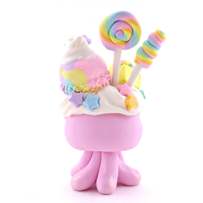 Lilac Rainbow Dessert Jellyfish Figurine - Polymer Clay Rainbow Animals