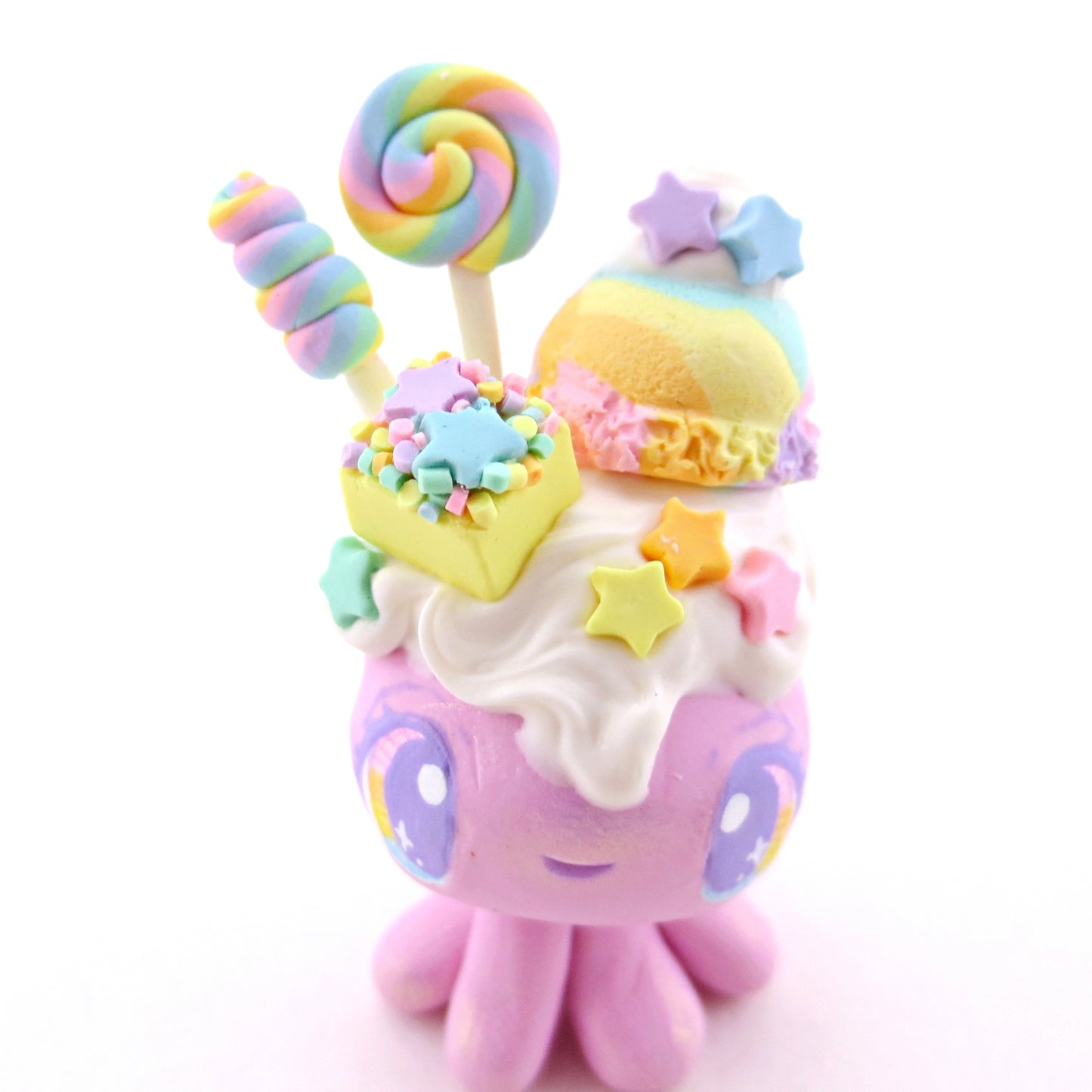 Lilac Rainbow Dessert Jellyfish Figurine - Polymer Clay Rainbow Animals