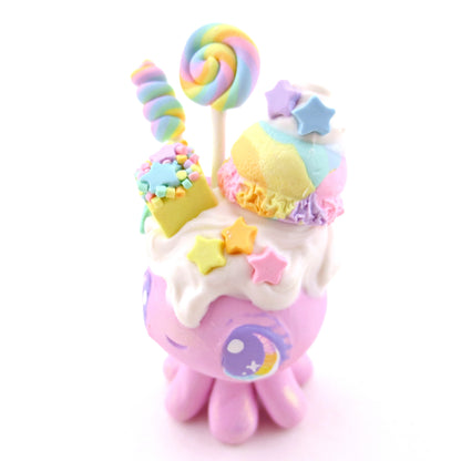 Lilac Rainbow Dessert Jellyfish Figurine - Polymer Clay Rainbow Animals