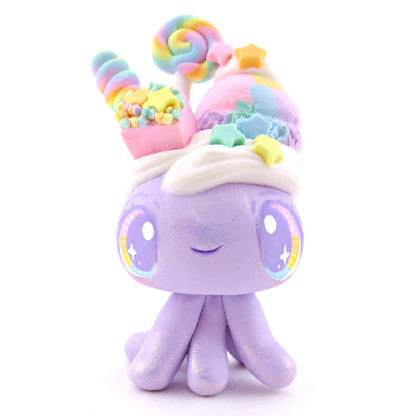 Purple Rainbow Dessert Jellyfish Figurine - Polymer Clay Rainbow Animals