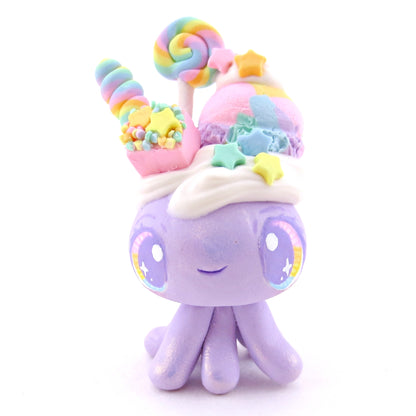 Purple Rainbow Dessert Jellyfish Figurine - Polymer Clay Rainbow Animals