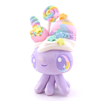 Purple Rainbow Dessert Jellyfish Figurine - Polymer Clay Rainbow Animals