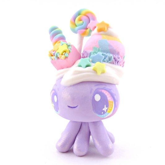 Purple Rainbow Dessert Jellyfish Figurine - Polymer Clay Rainbow Animals