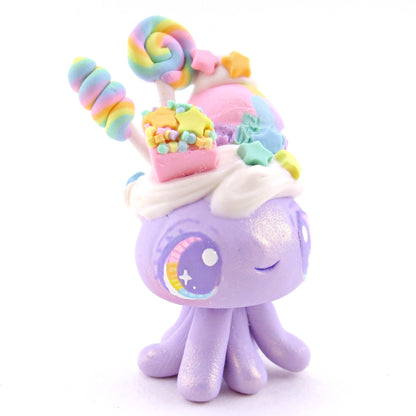 Purple Rainbow Dessert Jellyfish Figurine - Polymer Clay Rainbow Animals