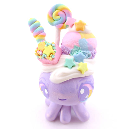 Purple Rainbow Dessert Jellyfish Figurine - Polymer Clay Rainbow Animals