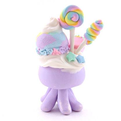 Purple Rainbow Dessert Jellyfish Figurine - Polymer Clay Rainbow Animals