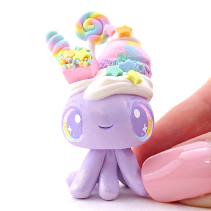 Purple Rainbow Dessert Jellyfish Figurine - Polymer Clay Rainbow Animals