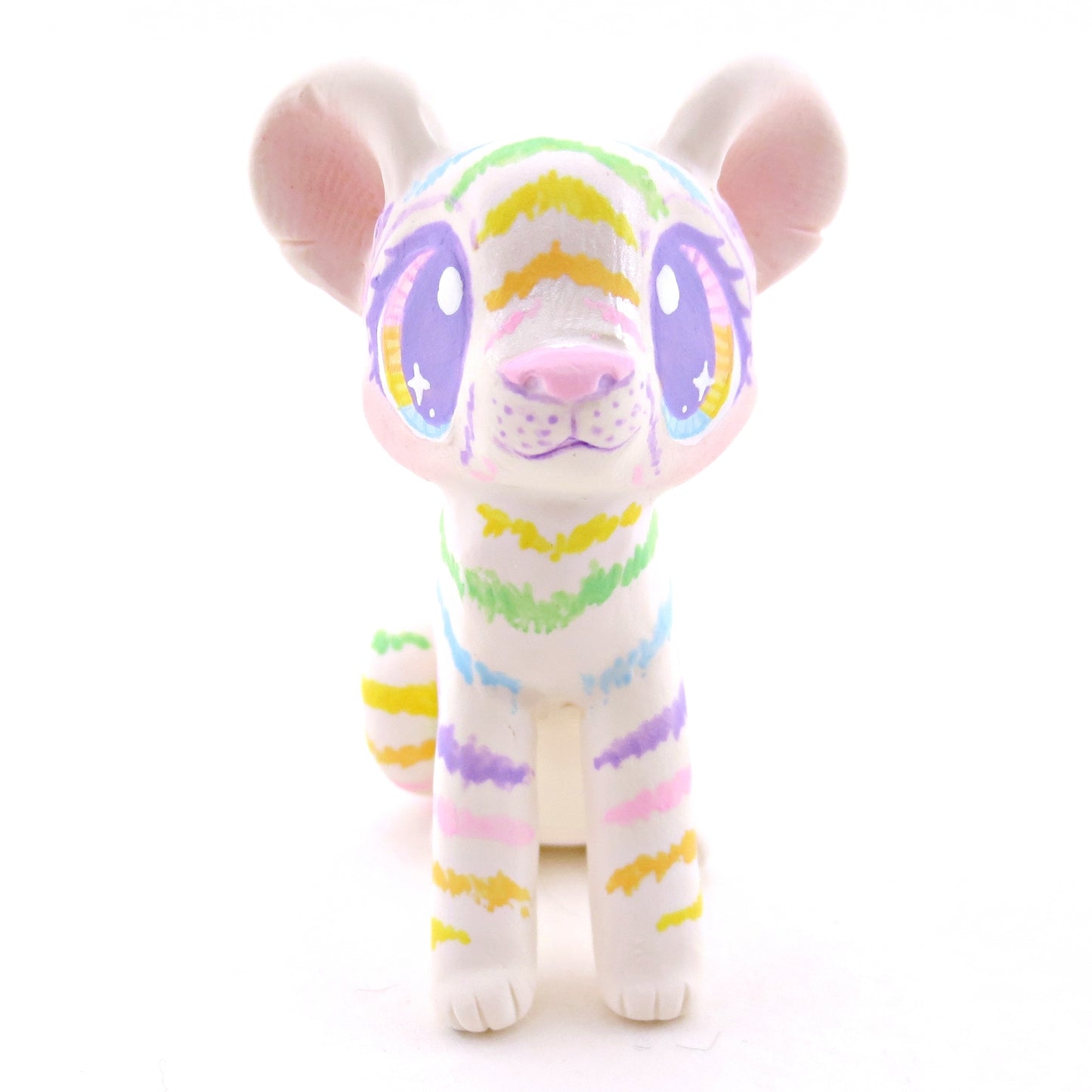 Rainbow Tiger Cub Figurine - Version 1 - Polymer Clay Rainbow Animals