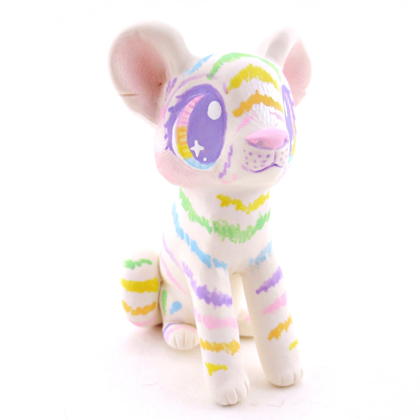 Rainbow Tiger Cub Figurine - Version 1 - Polymer Clay Rainbow Animals