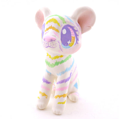 Rainbow Tiger Cub Figurine - Version 1 - Polymer Clay Rainbow Animals