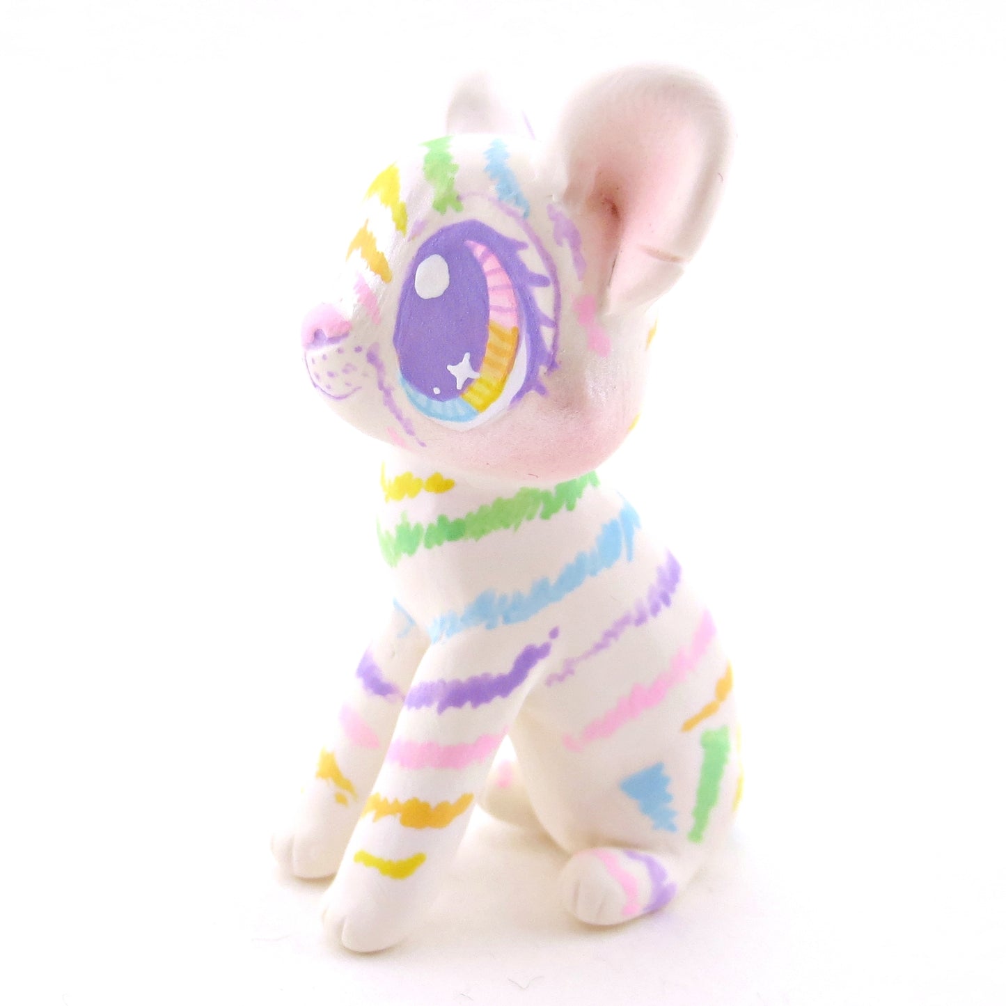 Rainbow Tiger Cub Figurine - Version 1 - Polymer Clay Rainbow Animals