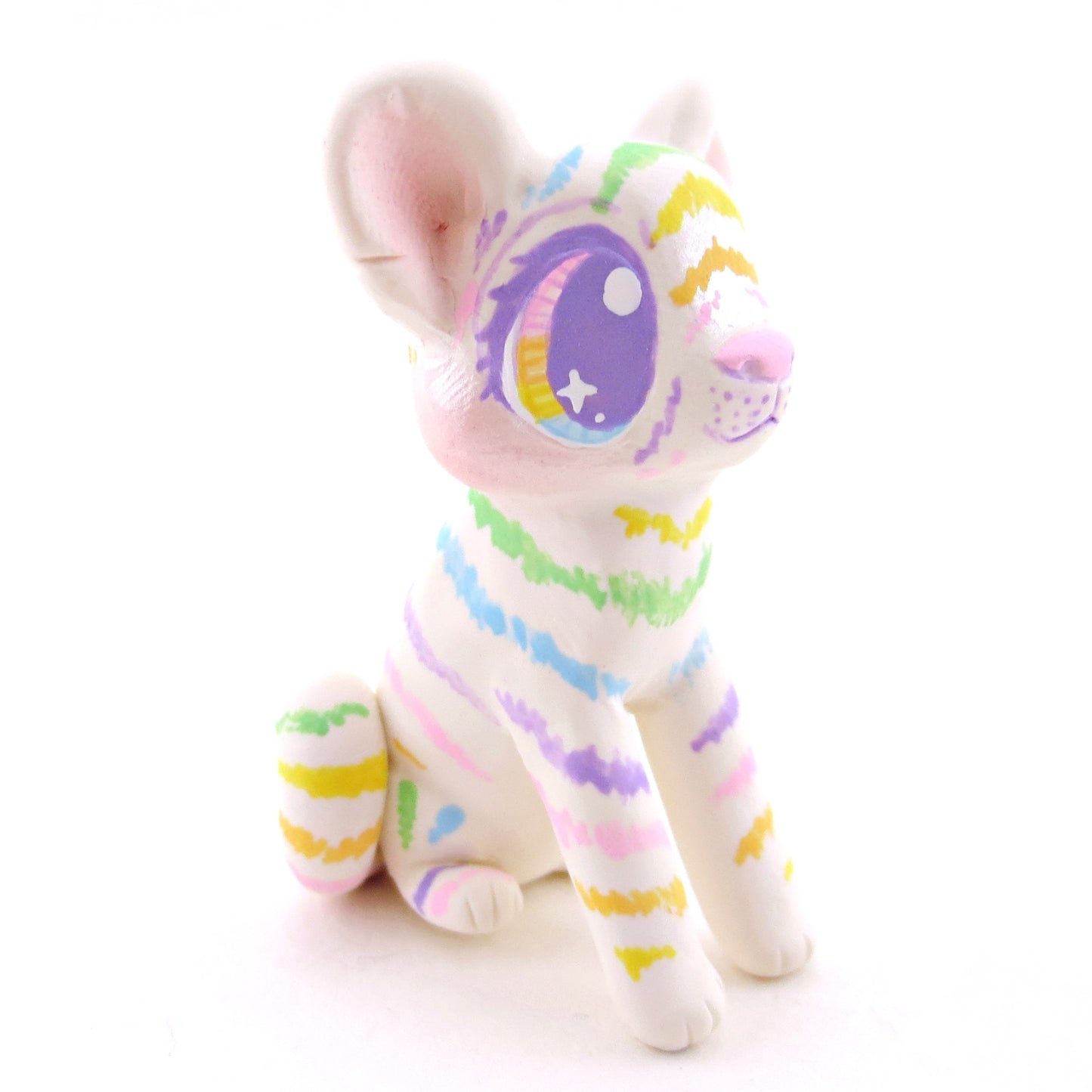 Rainbow Tiger Cub Figurine - Version 1 - Polymer Clay Rainbow Animals