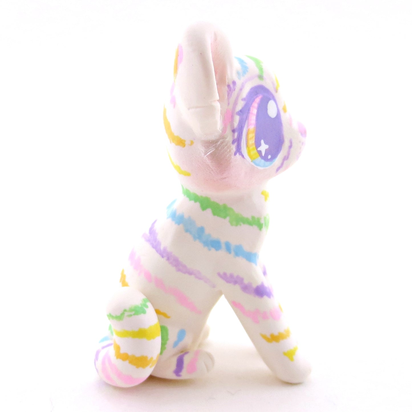 Rainbow Tiger Cub Figurine - Version 1 - Polymer Clay Rainbow Animals