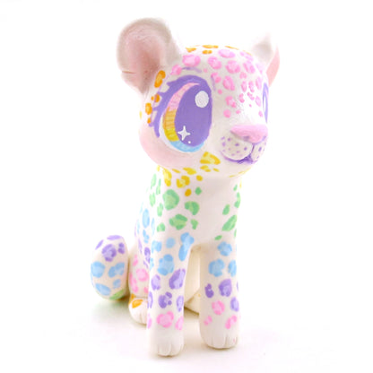 Rainbow Leopard Cub Figurine - Version 1 - Polymer Clay Rainbow Animals