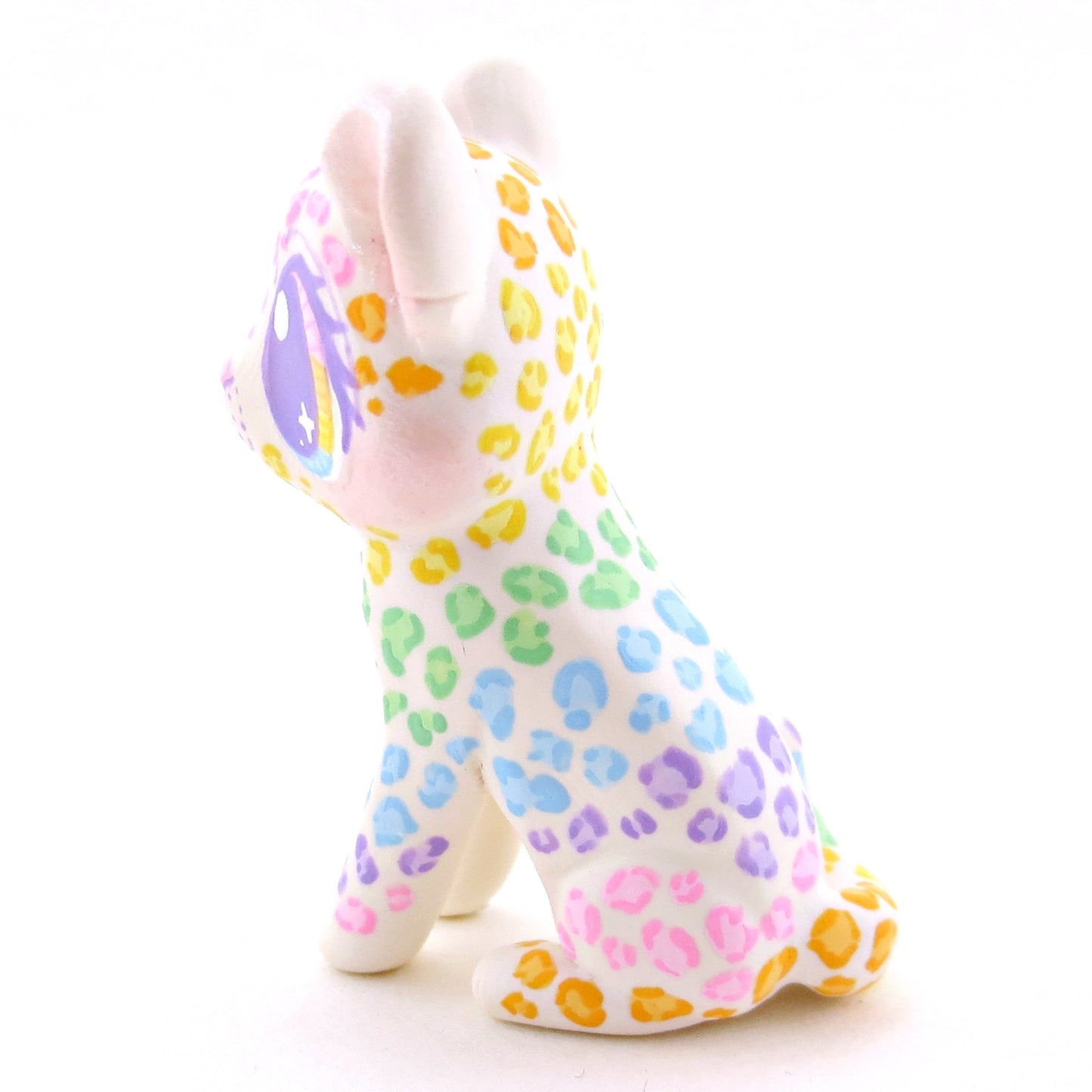 Rainbow Leopard Cub Figurine - Version 1 - Polymer Clay Rainbow Animals