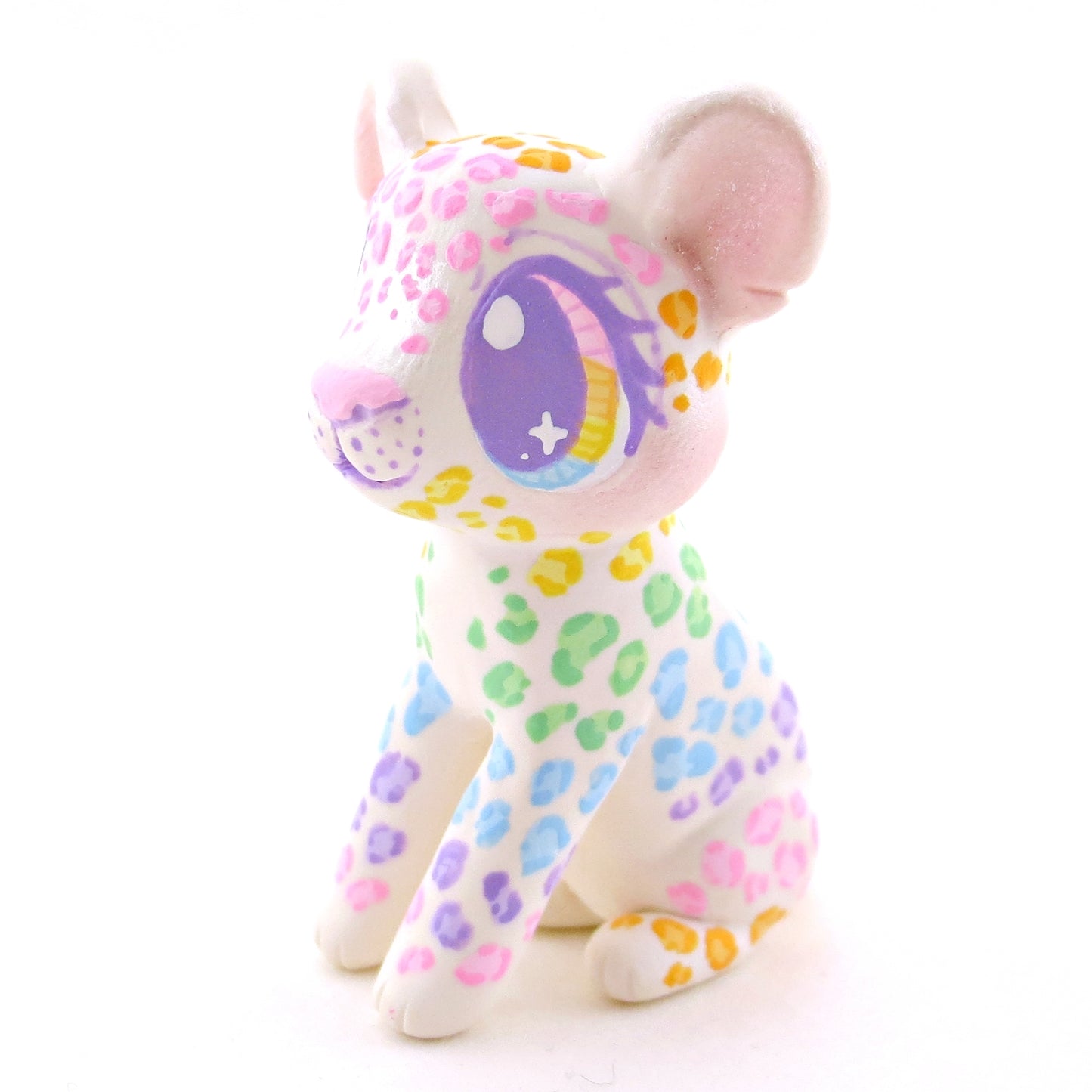 Rainbow Leopard Cub Figurine - Version 1 - Polymer Clay Rainbow Animals