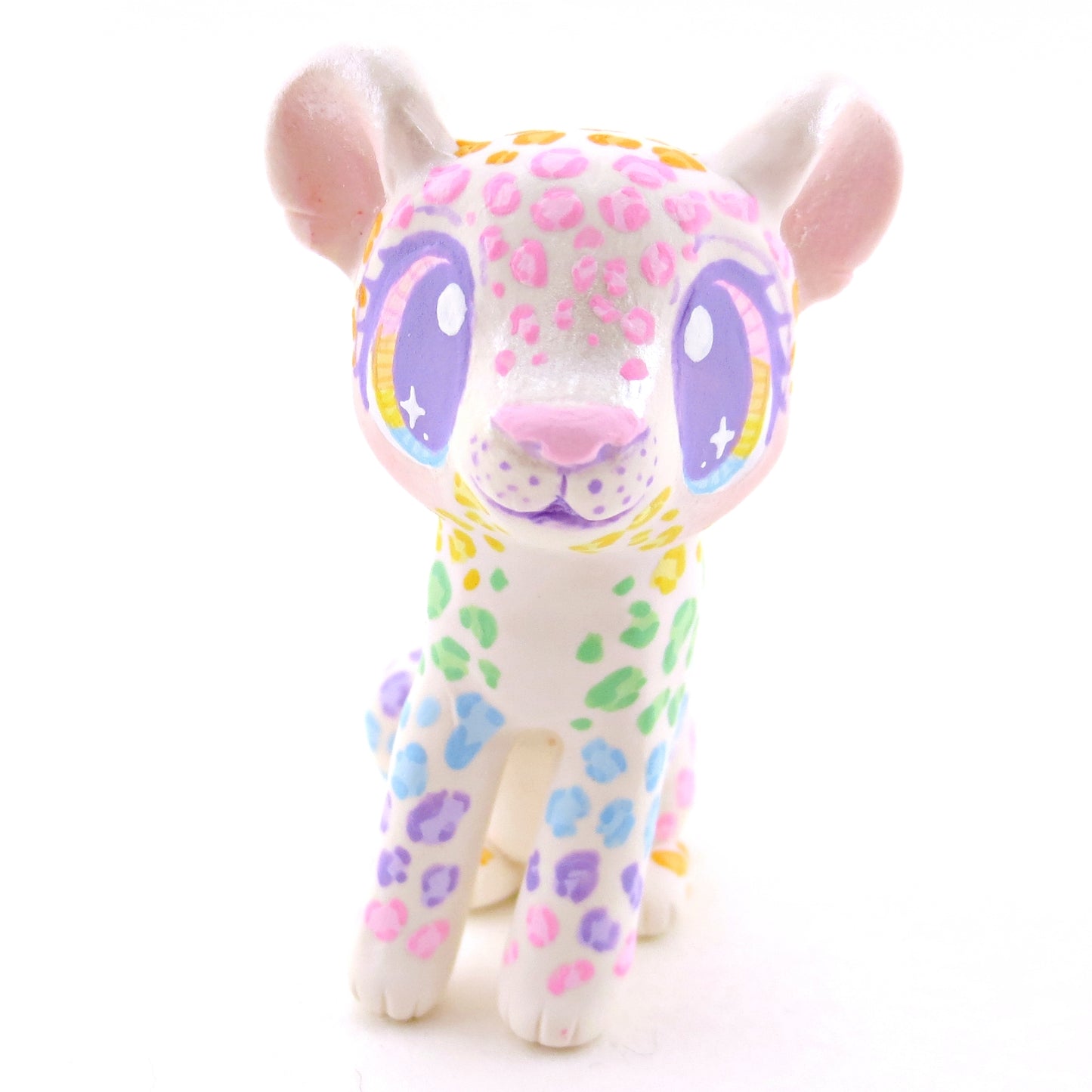 Rainbow Leopard Cub Figurine - Version 1 - Polymer Clay Rainbow Animals