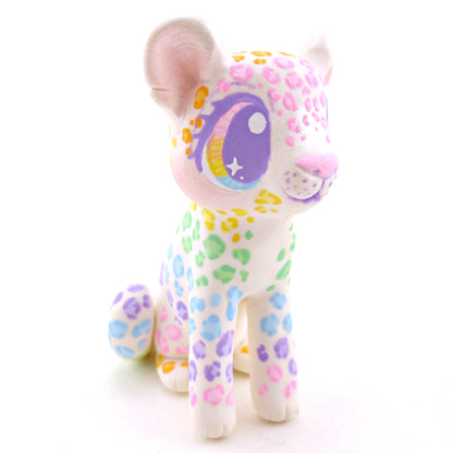 Rainbow Leopard Cub Figurine - Version 1 - Polymer Clay Rainbow Animals