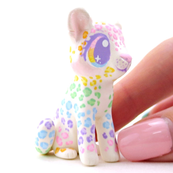 Rainbow Leopard Cub Figurine - Version 1 - Polymer Clay Rainbow Animals