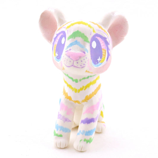 Rainbow Tiger Cub Figurine - Version 2 - Polymer Clay Rainbow Animals