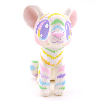 Rainbow Tiger Cub Figurine - Version 2 - Polymer Clay Rainbow Animals