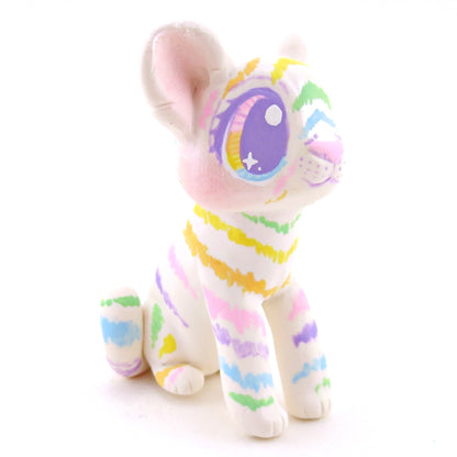 Rainbow Tiger Cub Figurine - Version 2 - Polymer Clay Rainbow Animals