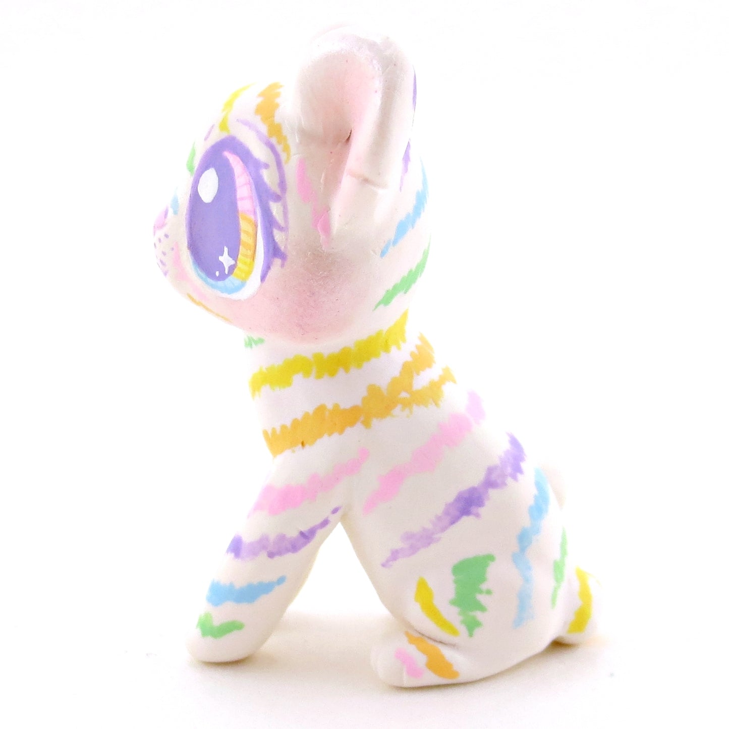 Rainbow Tiger Cub Figurine - Version 2 - Polymer Clay Rainbow Animals