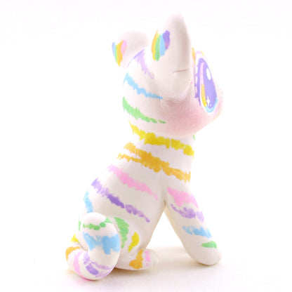 Rainbow Tiger Cub Figurine - Version 2 - Polymer Clay Rainbow Animals