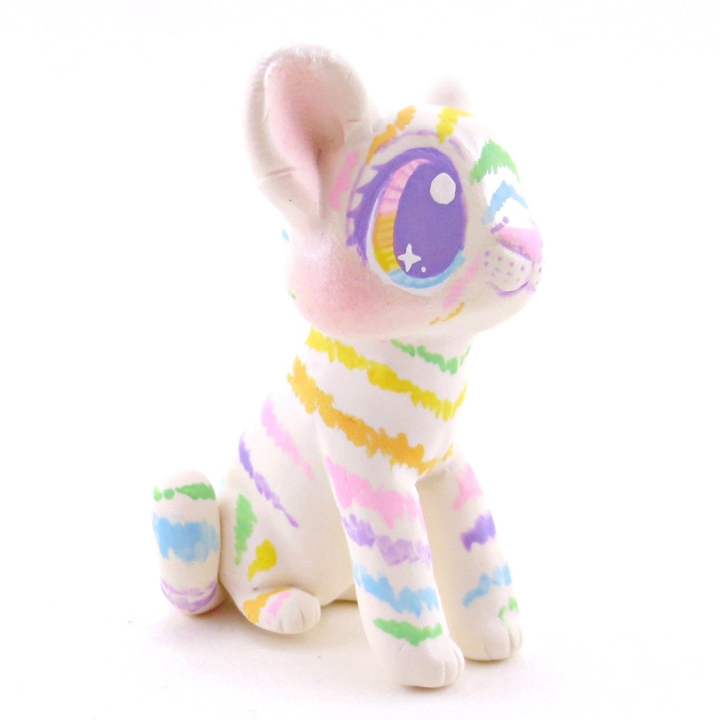 Rainbow Tiger Cub Figurine - Version 2 - Polymer Clay Rainbow Animals