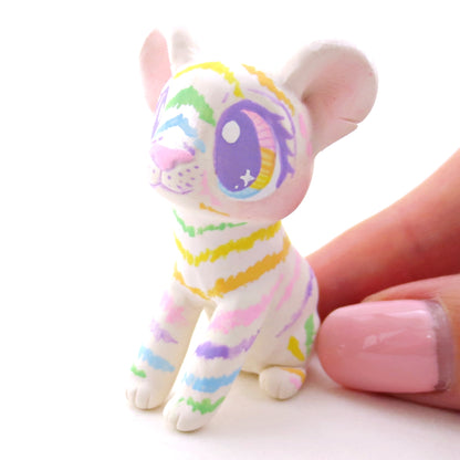 Rainbow Tiger Cub Figurine - Version 2 - Polymer Clay Rainbow Animals