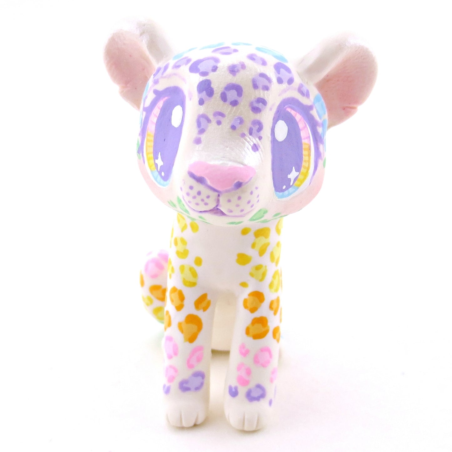 Rainbow Leopard Cub Figurine - Version 2 - Polymer Clay Rainbow Animals