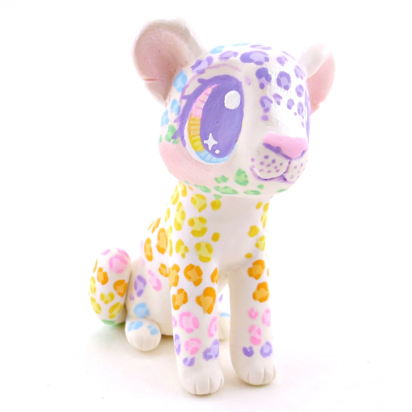 Rainbow Leopard Cub Figurine - Version 2 - Polymer Clay Rainbow Animals