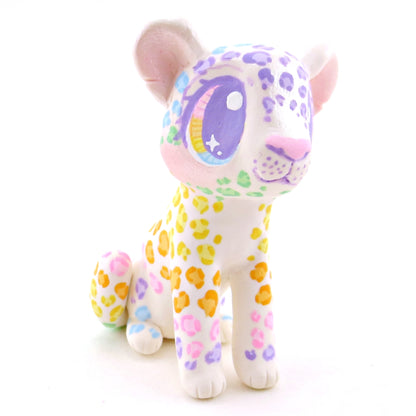 Rainbow Leopard Cub Figurine - Version 2 - Polymer Clay Rainbow Animals