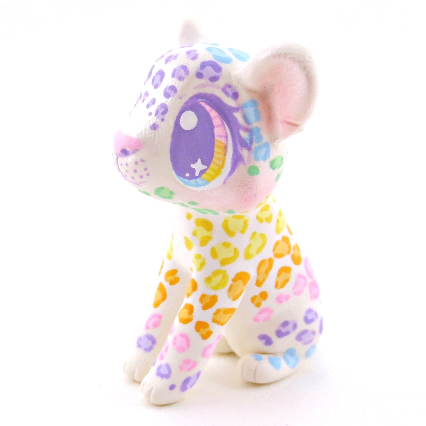 Rainbow Leopard Cub Figurine - Version 2 - Polymer Clay Rainbow Animals