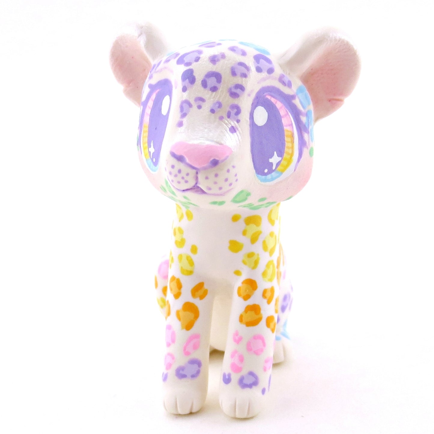 Rainbow Leopard Cub Figurine - Version 2 - Polymer Clay Rainbow Animals