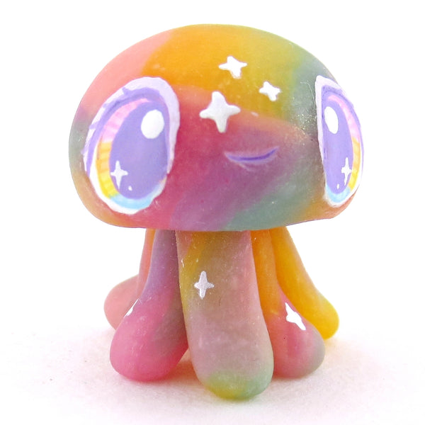 Baby Rainbow Jellyfish Figurine - Polymer Clay Rainbow Animals
