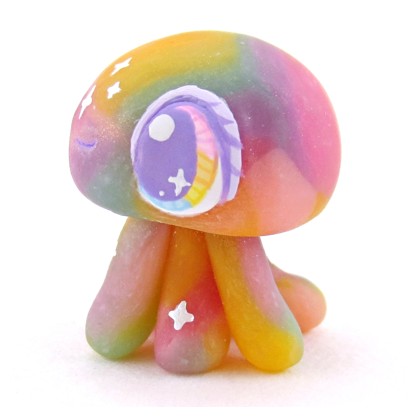 Baby Rainbow Jellyfish Figurine - Polymer Clay Rainbow Animals