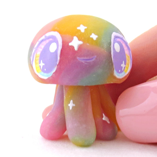 Baby Rainbow Jellyfish Figurine - Polymer Clay Rainbow Animals