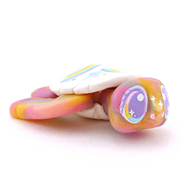Cloud and Rainbow Shell Turtle Figurine - Polymer Clay Rainbow Animals