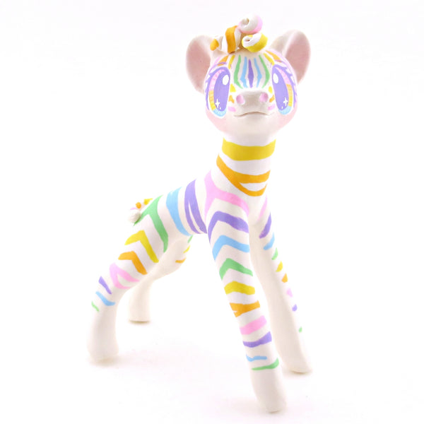 Rainbow Zebra Figurine - Version 1 - Polymer Clay Rainbow Animals