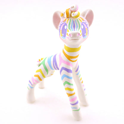 Rainbow Zebra Figurine - Version 1 - Polymer Clay Rainbow Animals