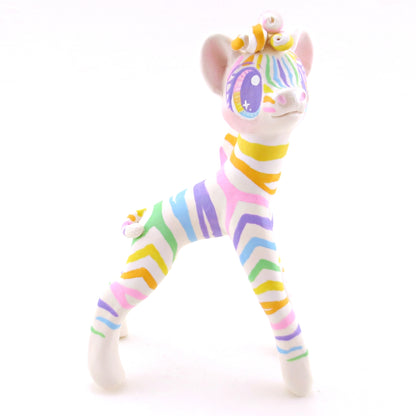 Rainbow Zebra Figurine - Version 1 - Polymer Clay Rainbow Animals