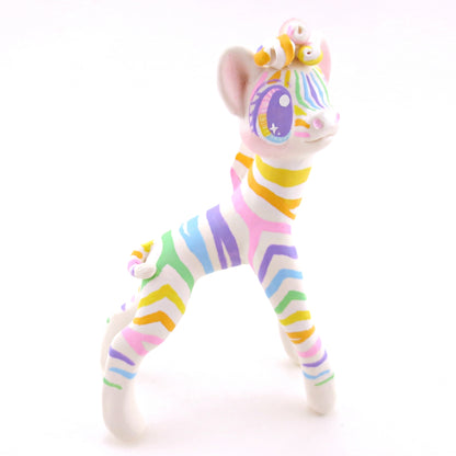 Rainbow Zebra Figurine - Version 1 - Polymer Clay Rainbow Animals