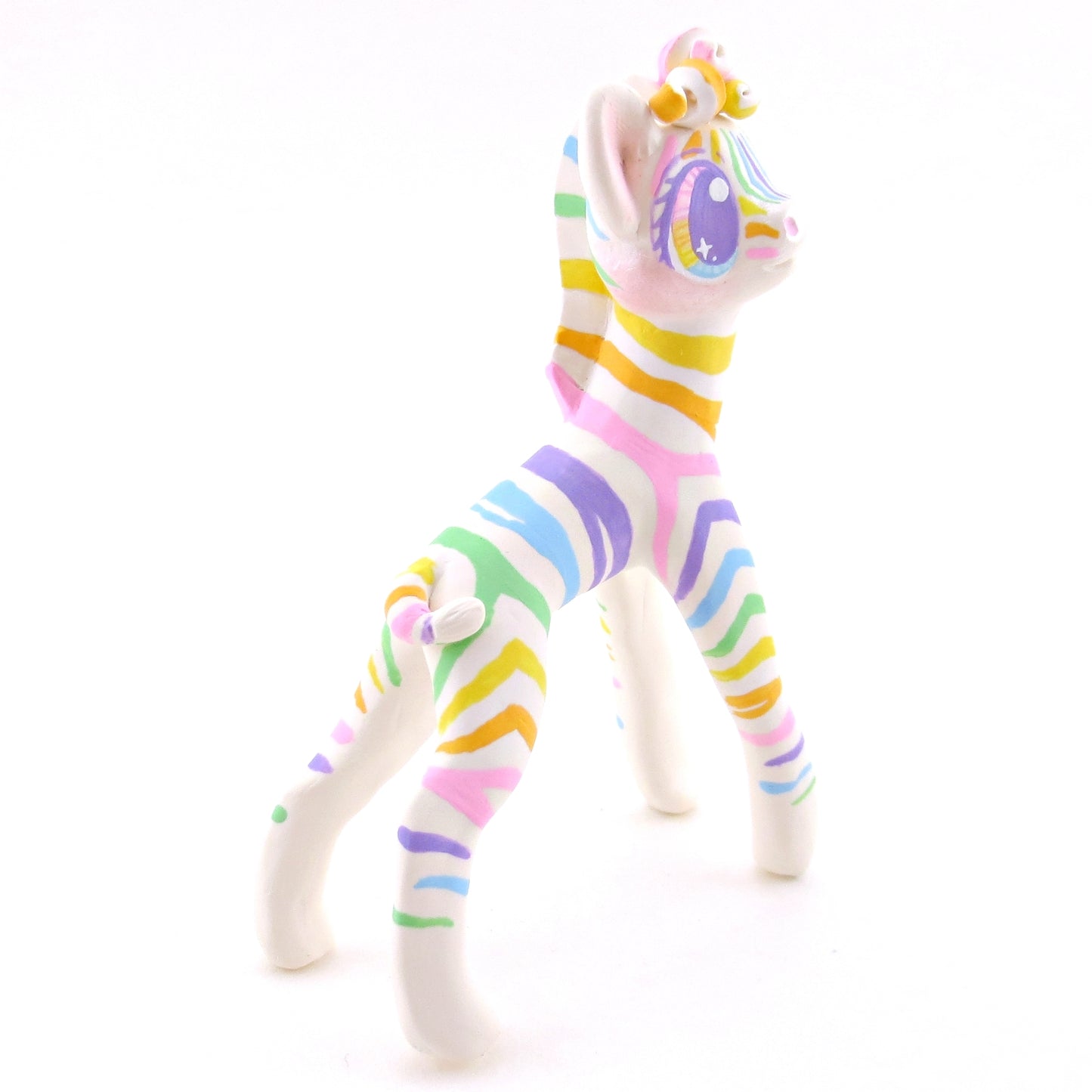 Rainbow Zebra Figurine - Version 1 - Polymer Clay Rainbow Animals