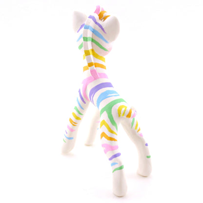 Rainbow Zebra Figurine - Version 1 - Polymer Clay Rainbow Animals