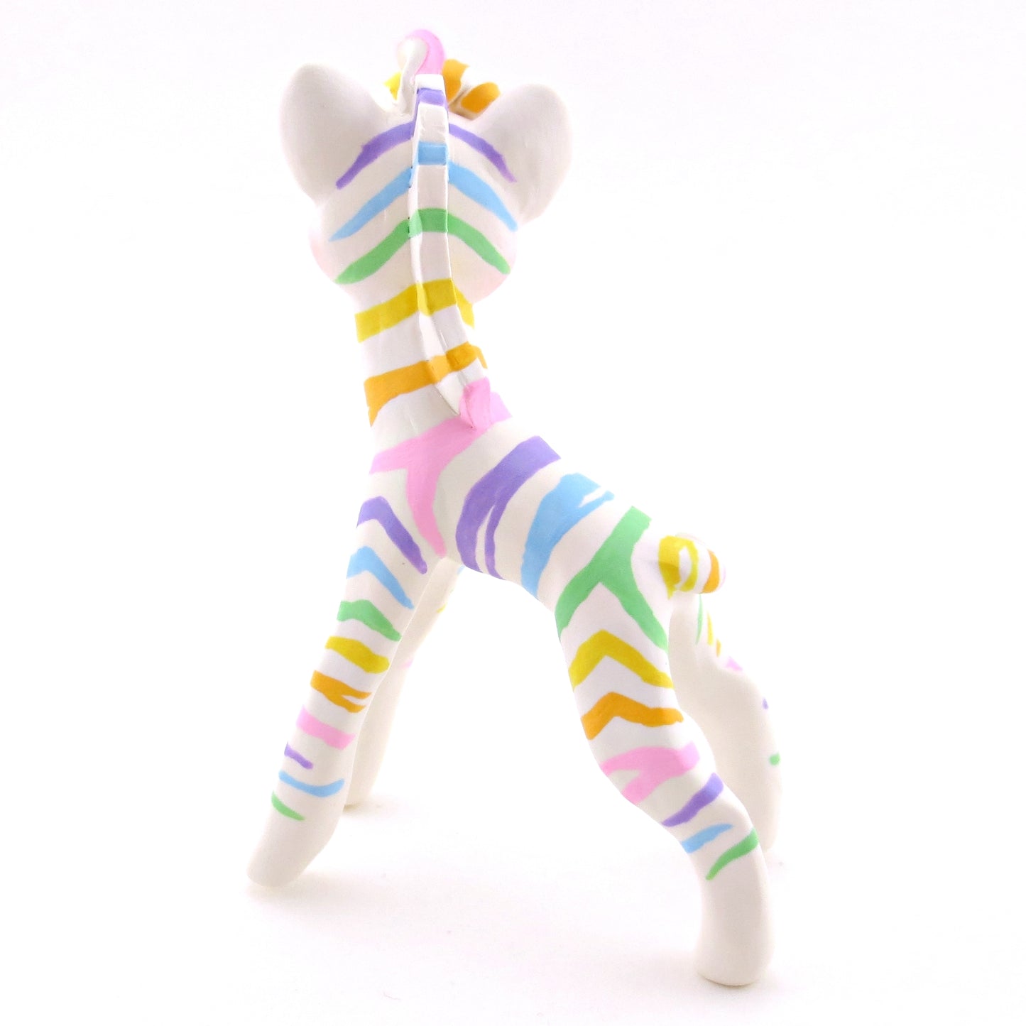 Rainbow Zebra Figurine - Version 1 - Polymer Clay Rainbow Animals